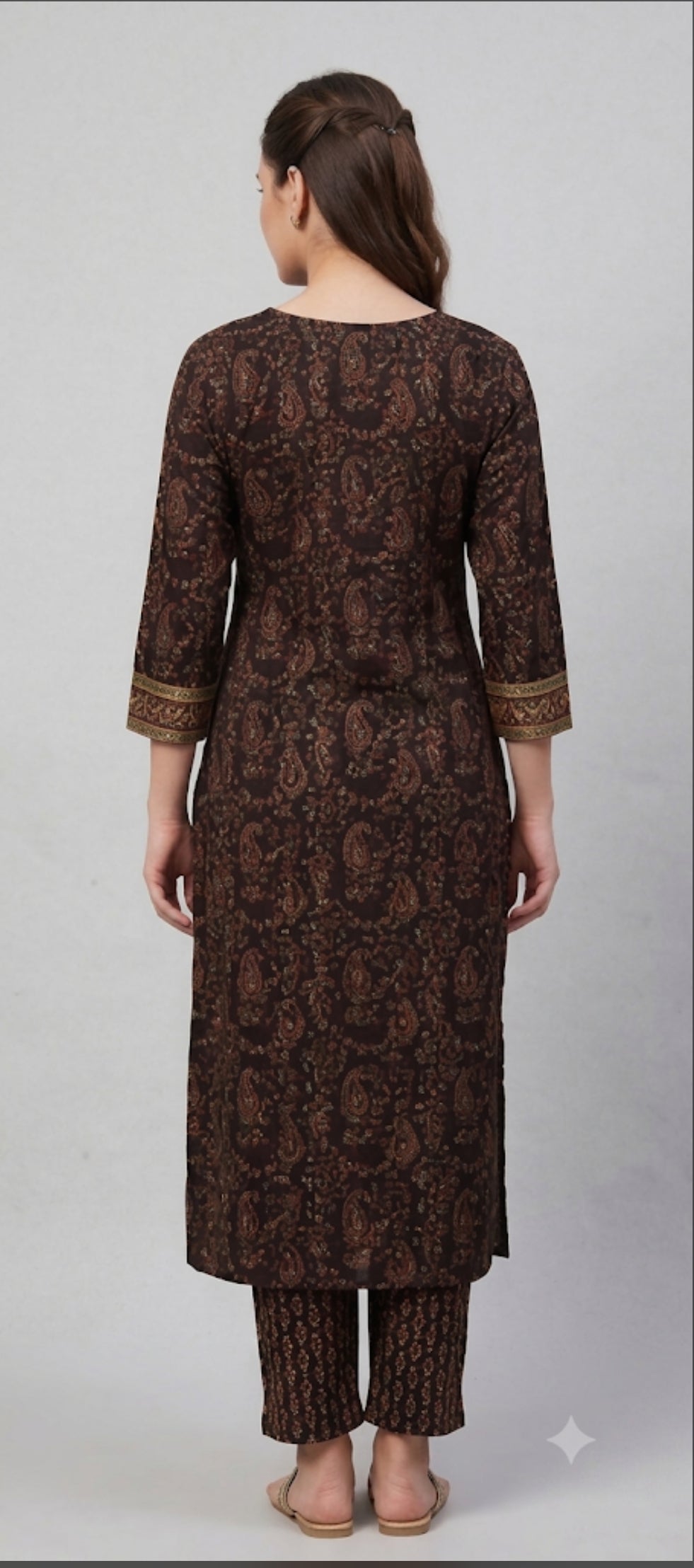 Cotton Blend Printed Kurti with Pant for Women (Multicolor, S)